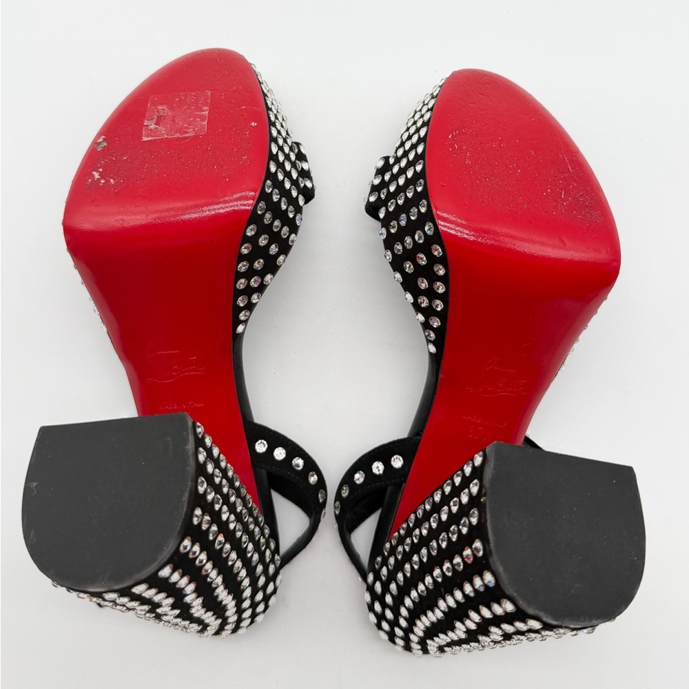 Christian Louboutin Movida Jane Crystal-Embellished Suede Platform Sandal EU37.5 - Picture 13 of 14